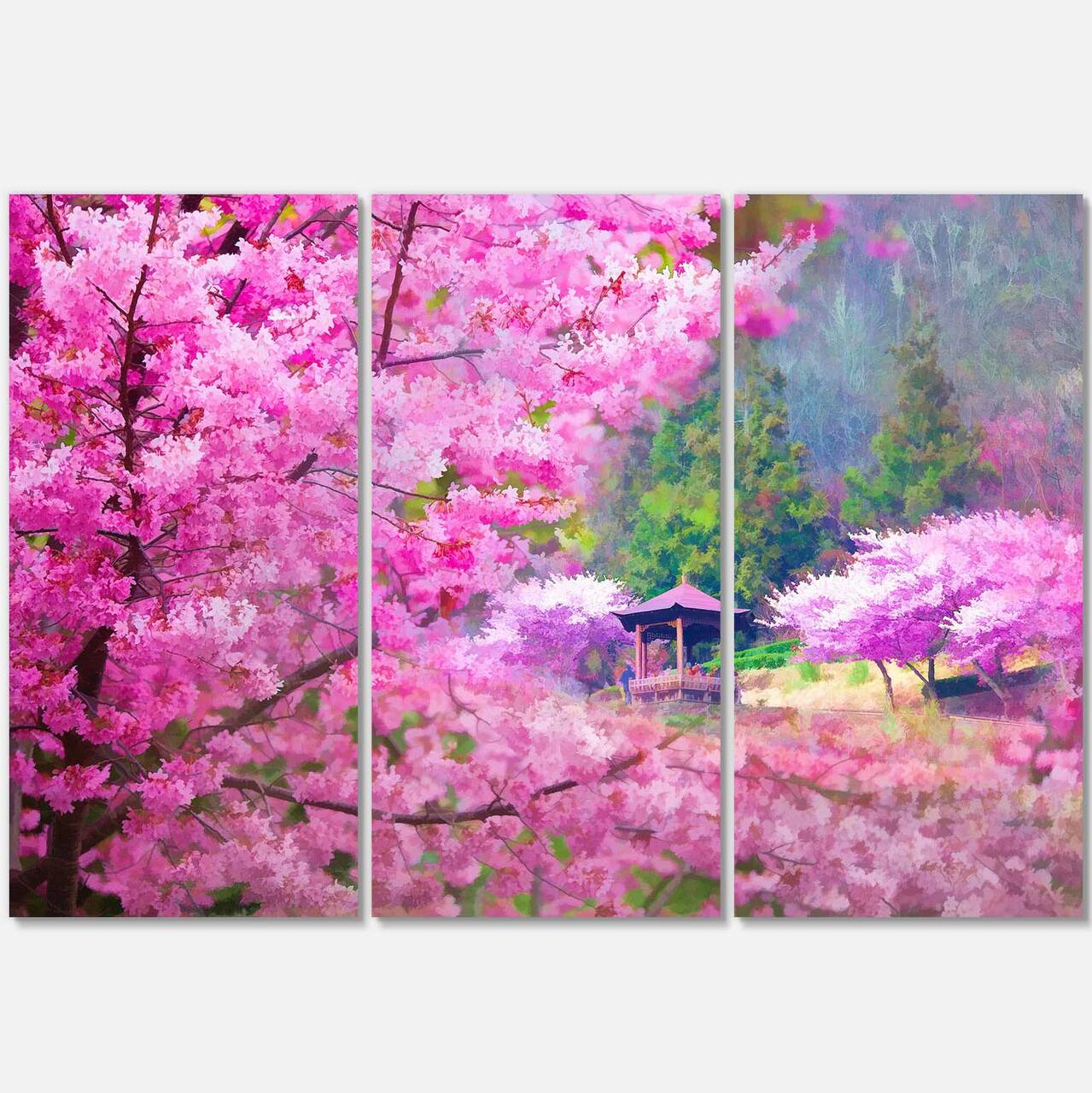 Designart - Japanese Cherry Flowers - Floral Art Canvas Print